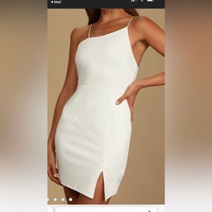 Lulus Party for Two Ivory asymmetrical Bodycon mini dress size S